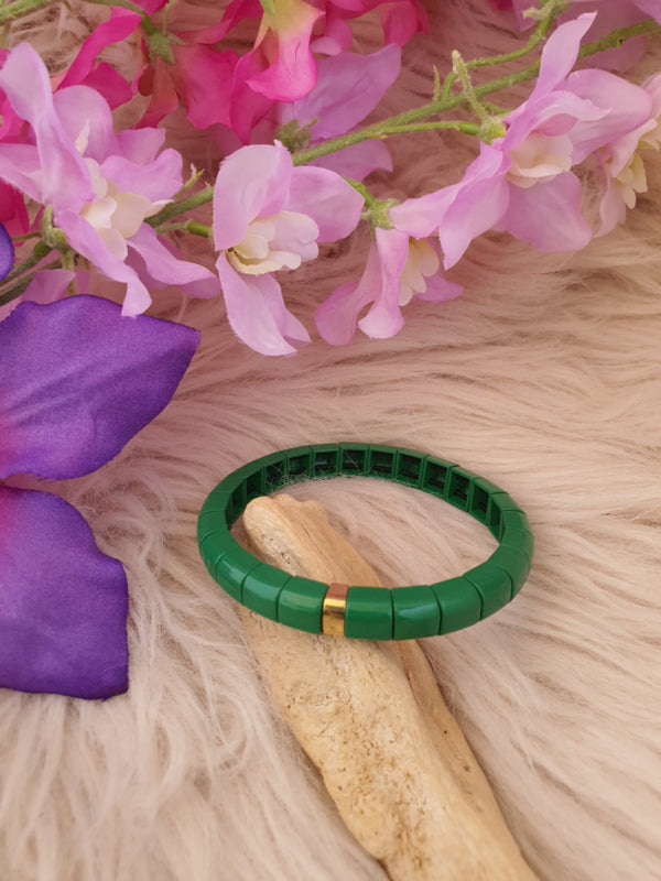 Emaille armband Groen / goud 18-18,5cm (nr 28)