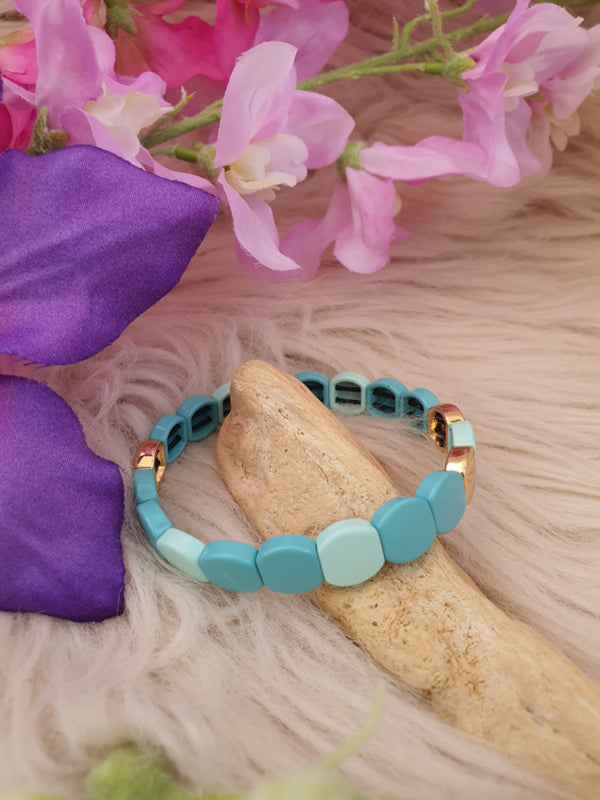 Emaille armband Mintgroen / Goud 18-18,5cm (nr 37)