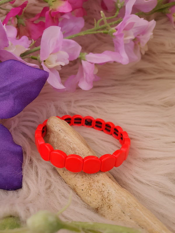 Emaille armband Neon rood 18-18,5cm (nr 34)