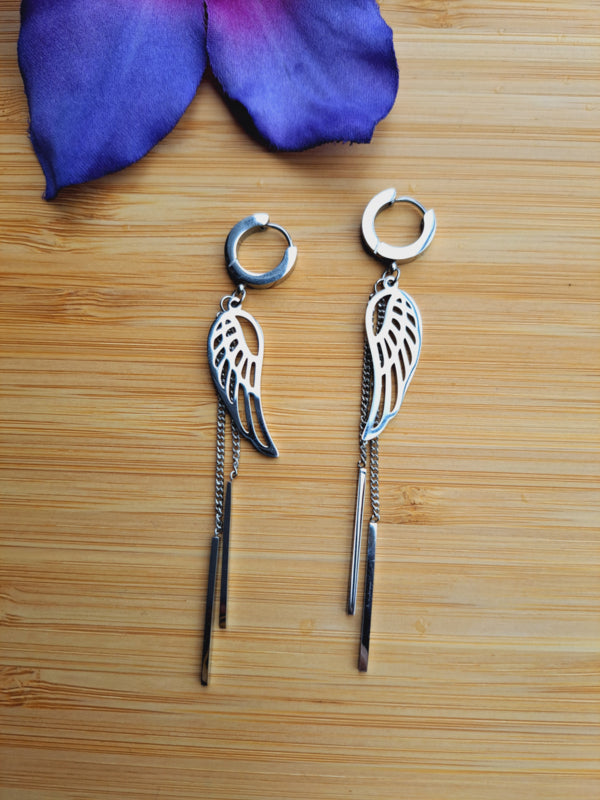 Engelen vleugels Oorbellen RVS Zilver.