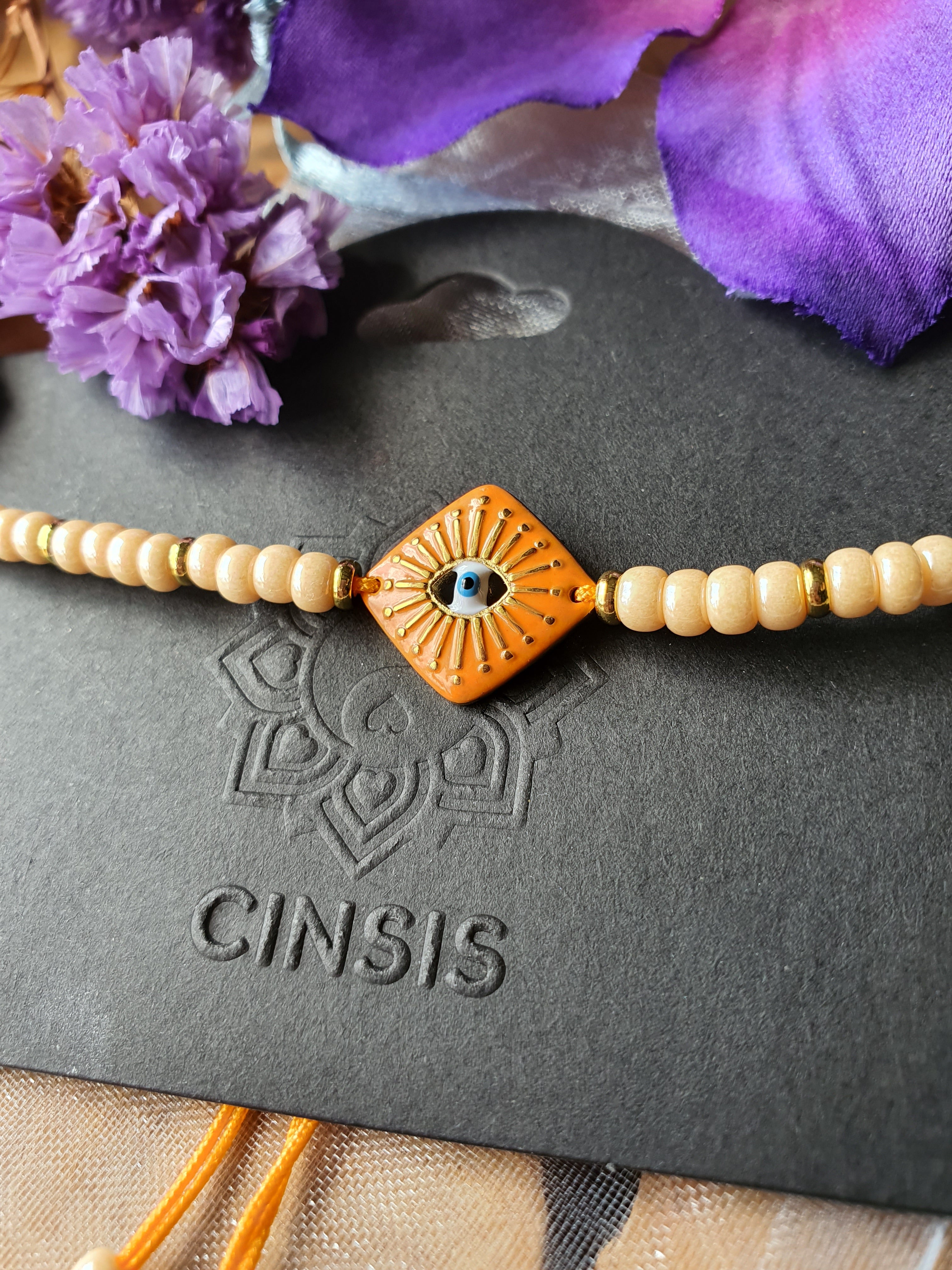 Evil Eye armband oranje variant