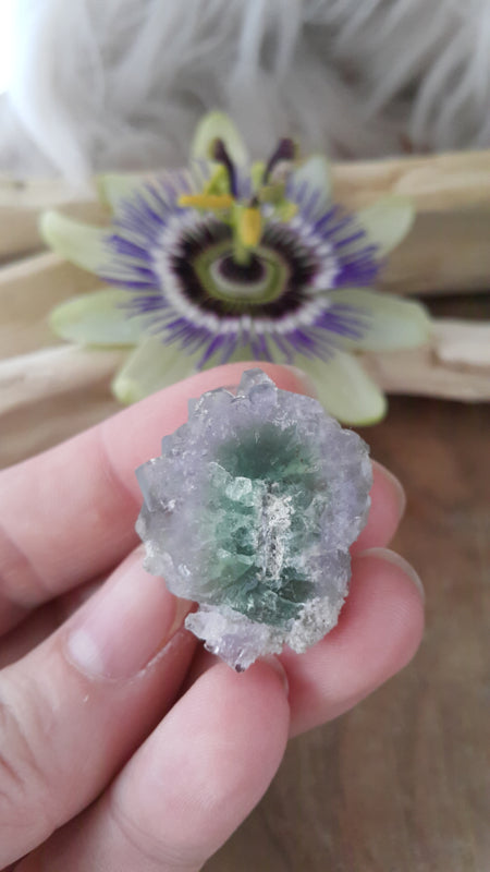 Fluoriet kristal cluster groen en licht paars (nr 1)