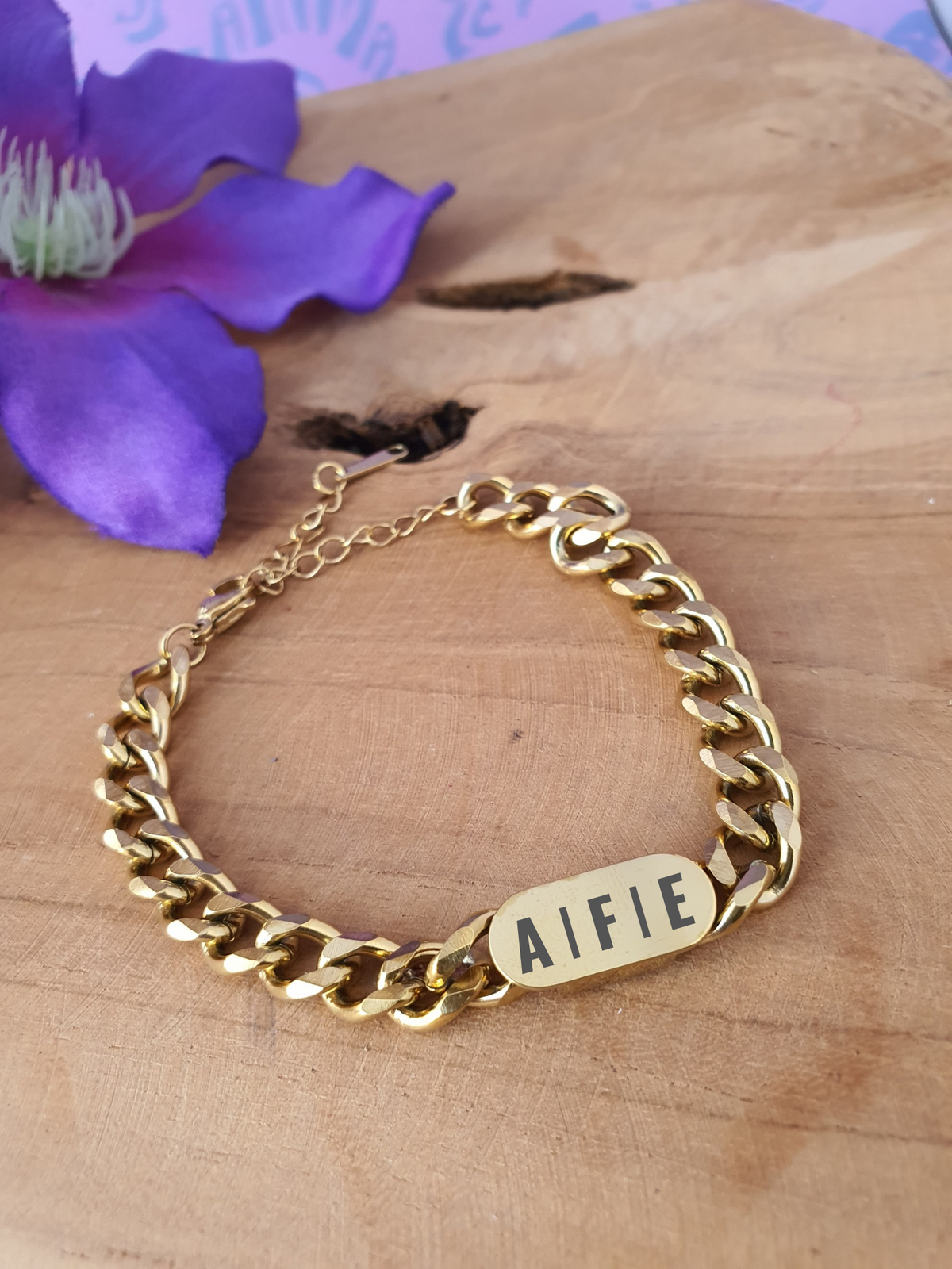 Gepersonaliseerde RVS Schakel armband met gravure optie zoals initialen