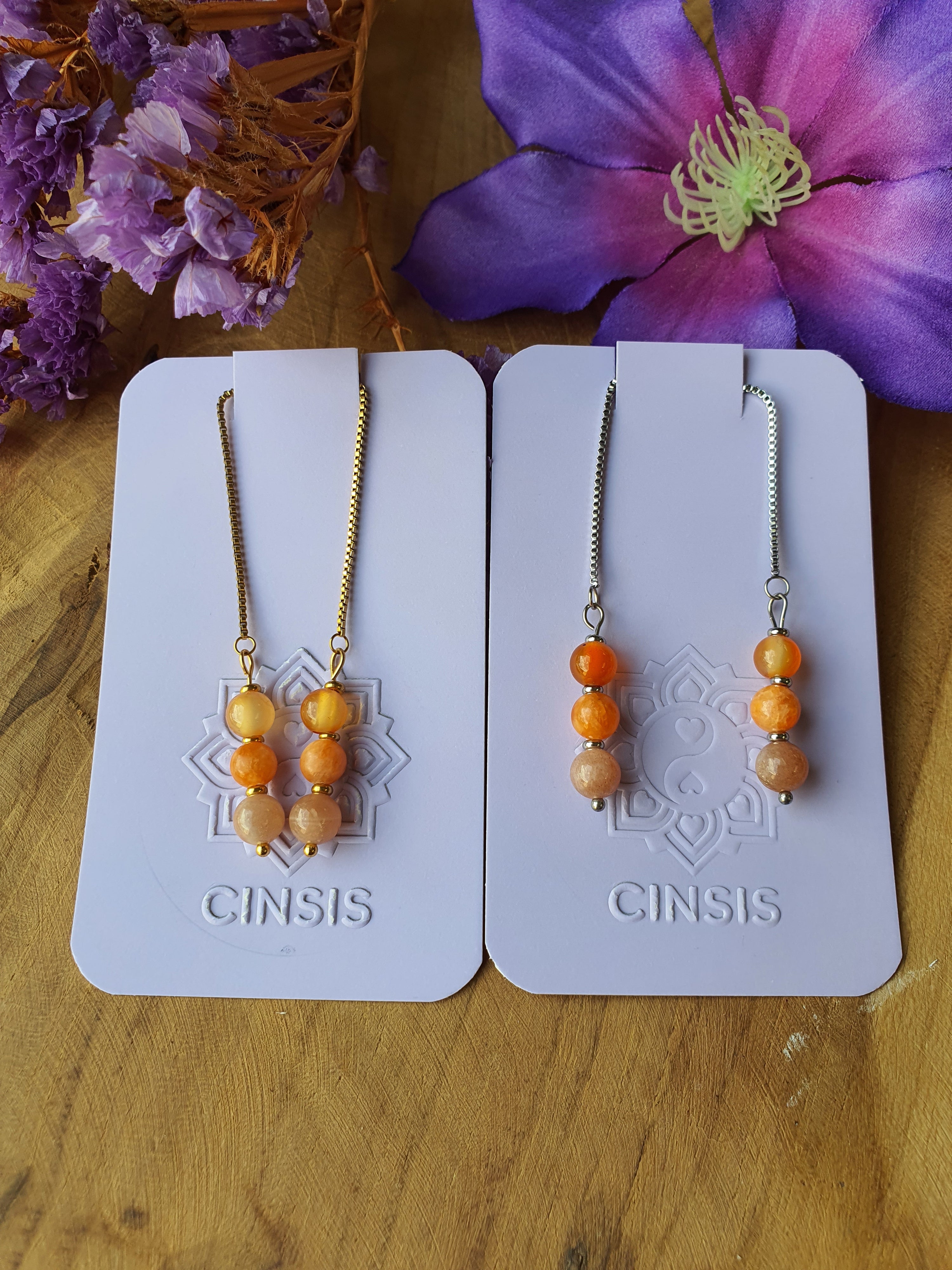 Heiligbeenchakra oorhangers rvs goud of zilver