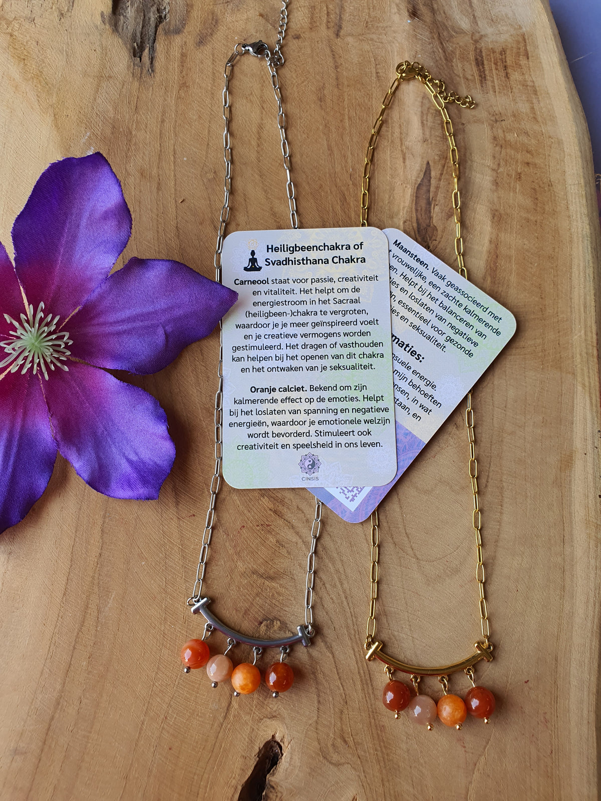 Edelstenen chakra ketting Heiligbeenchakra oftewel Sacraalchakra