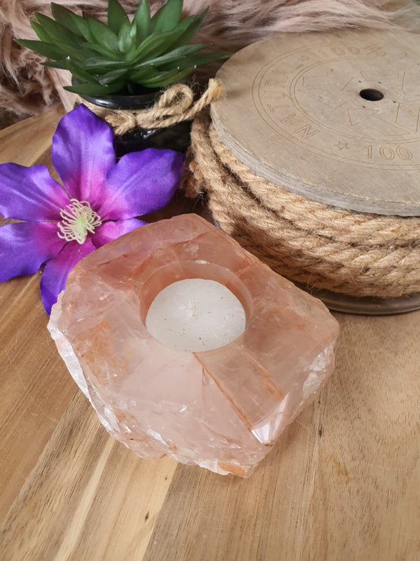 Hematiet kwarts theelichthouder oftewel Red Healer