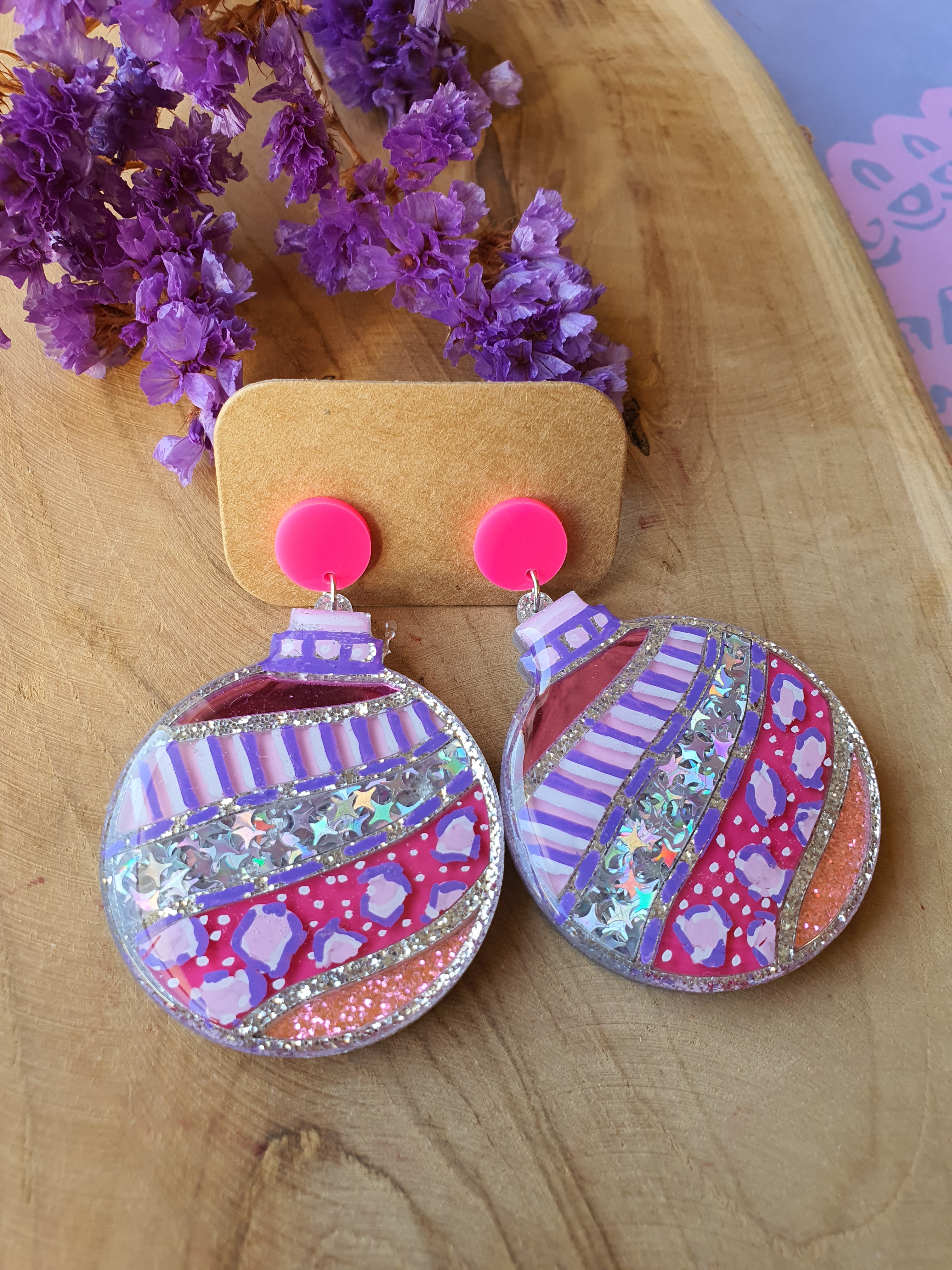 Kerst oorbellen | Kerstbal oorhangers (nr 10031)