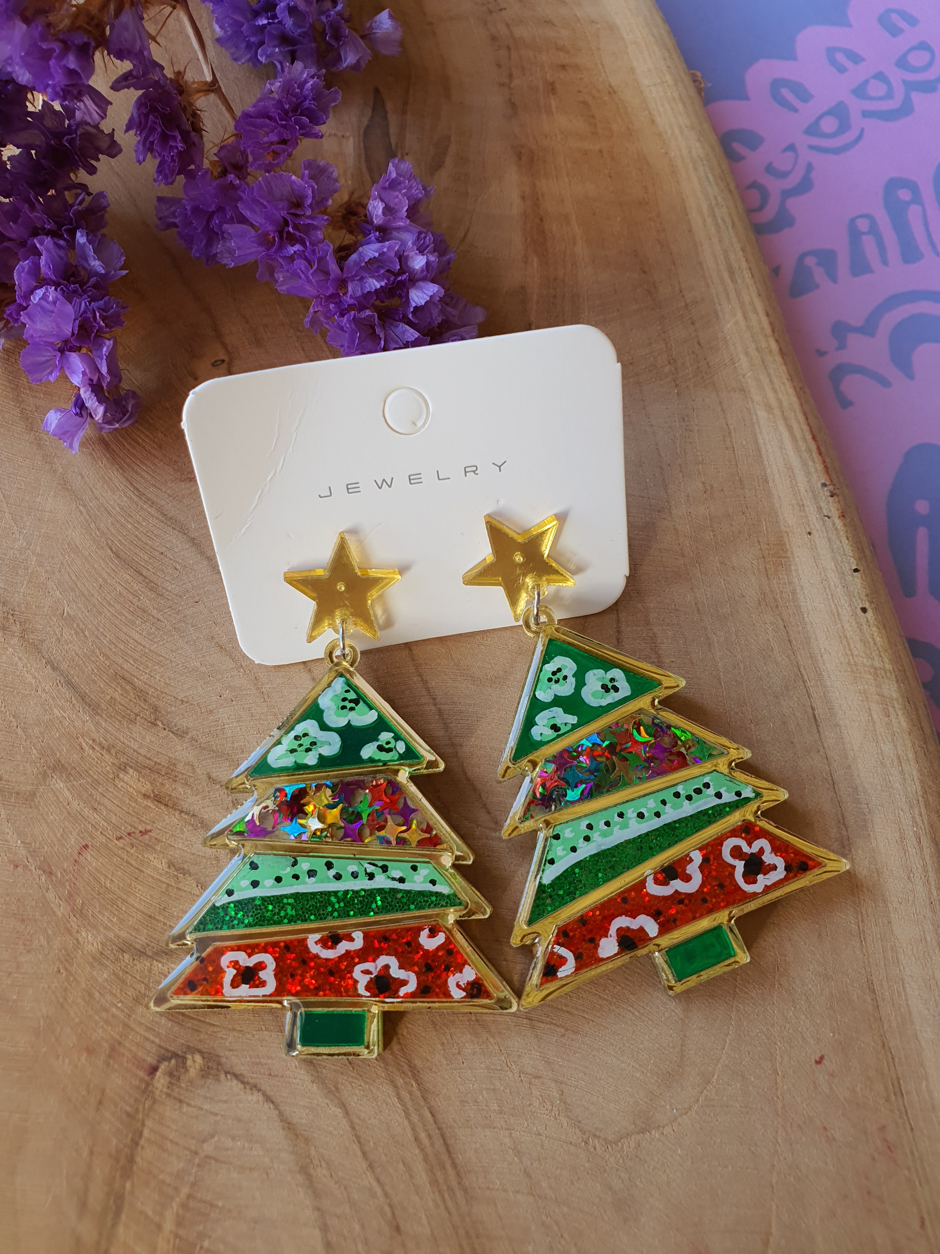 Kerst oorbellen | Kerstboom oorhangers (nr 10004)