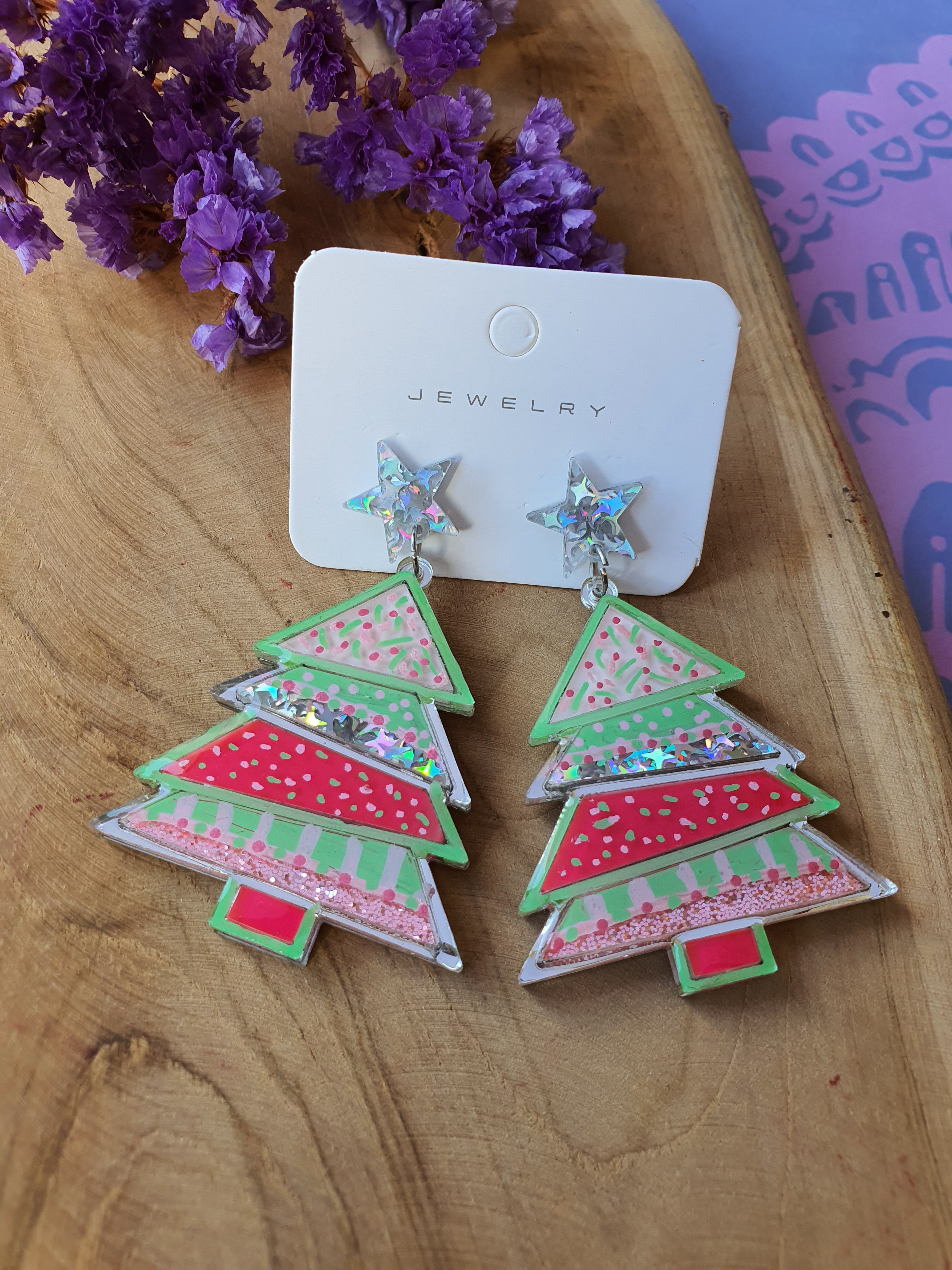 Kerst oorbellen | Kerstboom oorhangers (nr 10011)