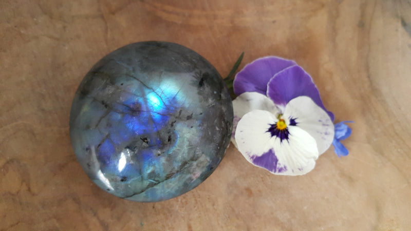 Massage schijf Labradoriet rond (nr 1)