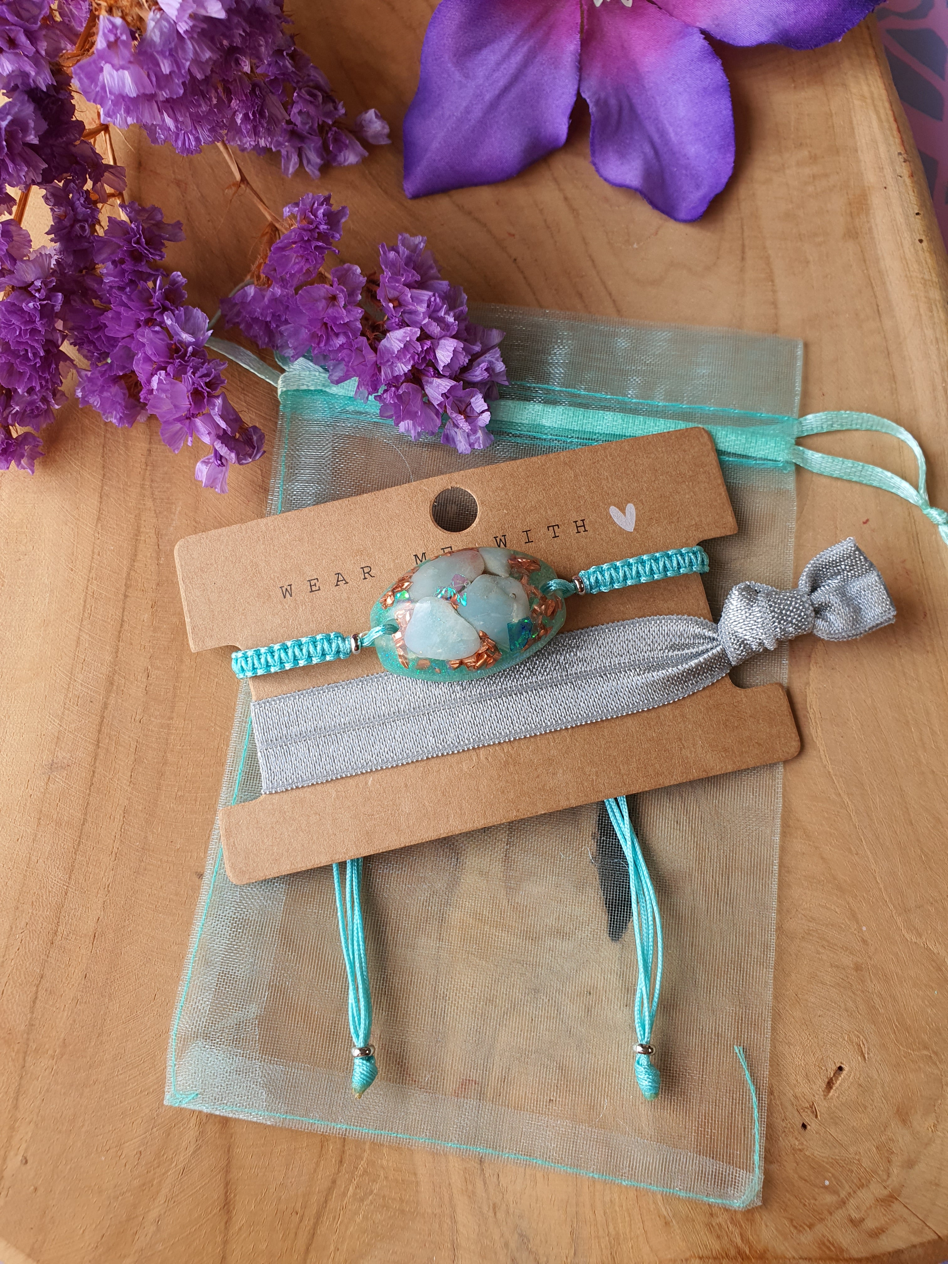 Orgonite Armband Amazoniet en Bergkristal (nr 111)