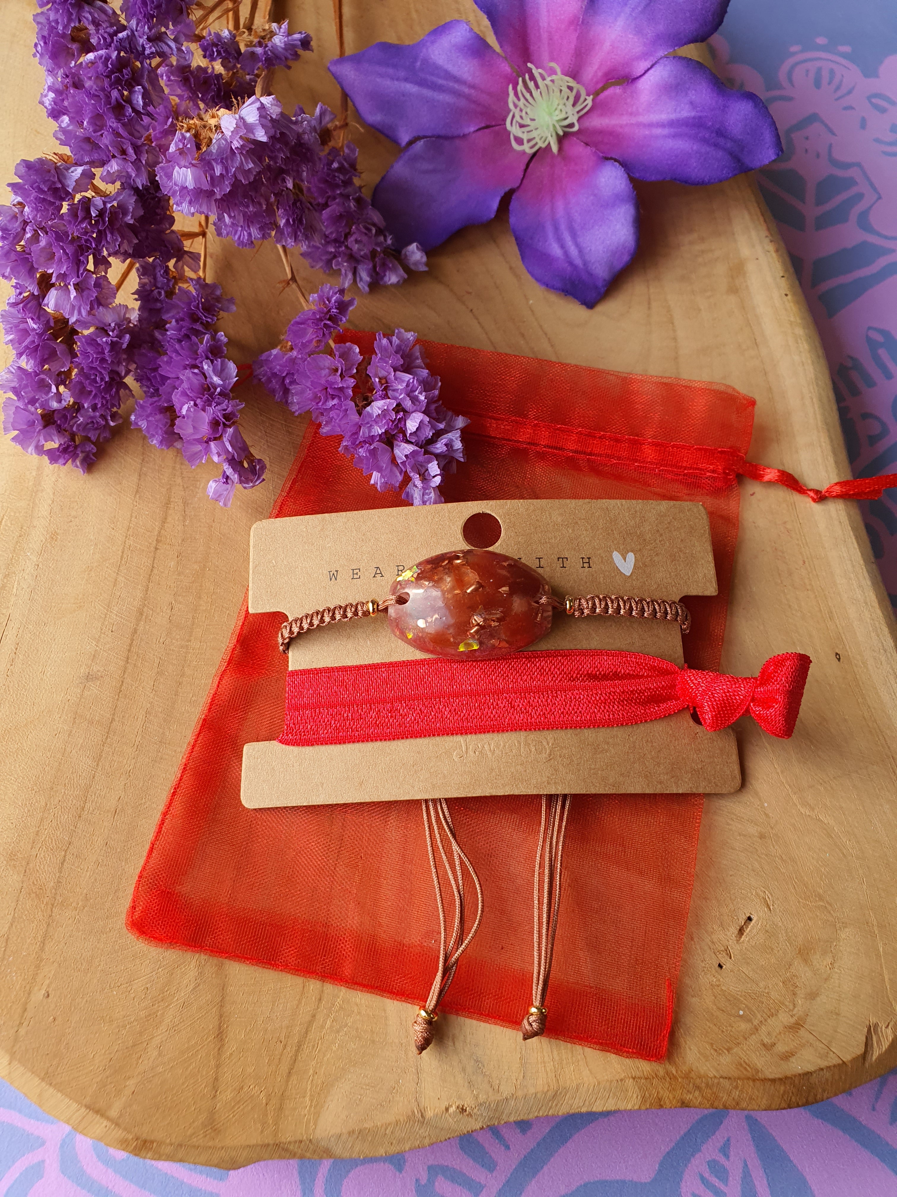 Orgonite Armband Rode Jaspis en Bergkristal (nr 115)