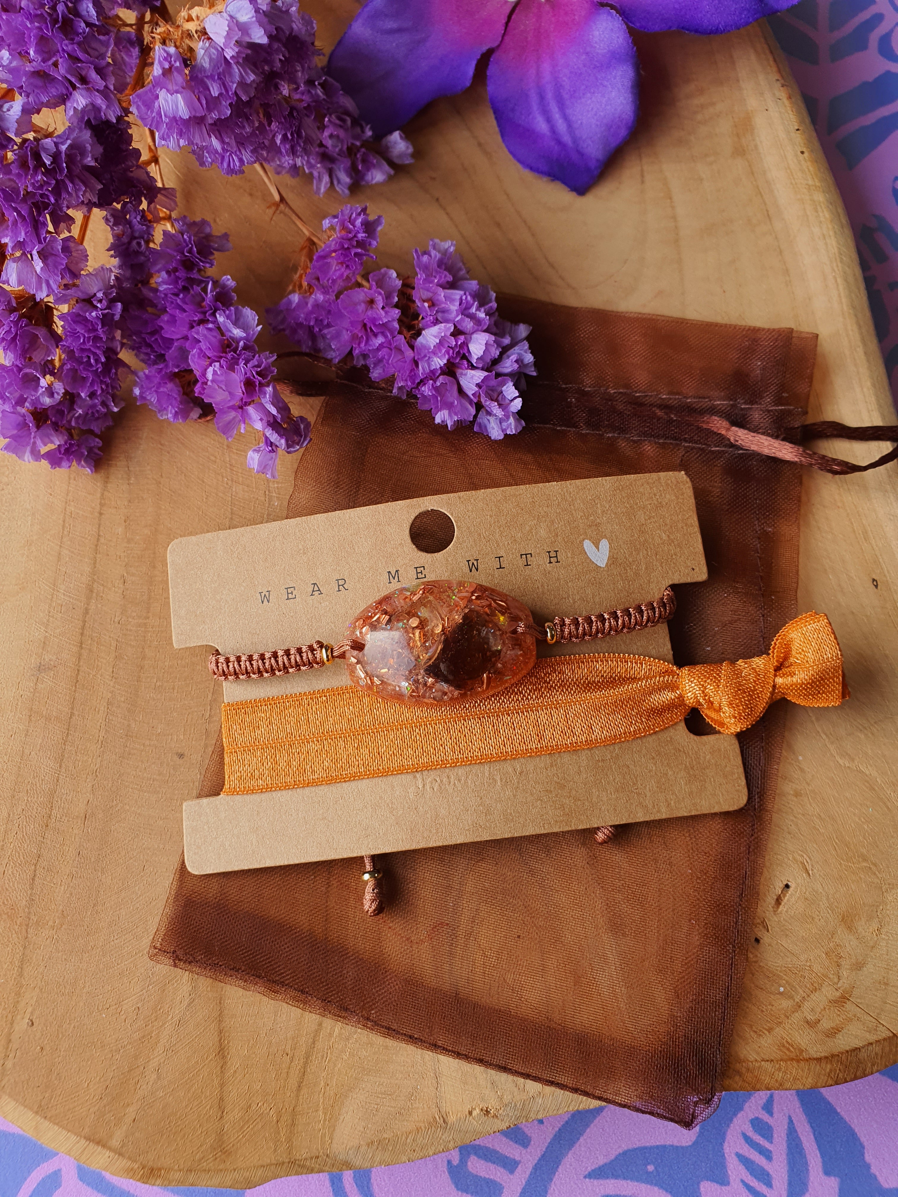 Orgonite Armband Rookkwarts met Bergkristal (nr 117)