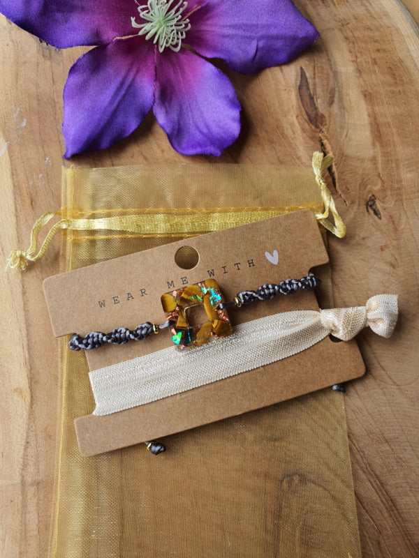 Orgonite Armband Tijgeroog / RVS Gold (nr 101)