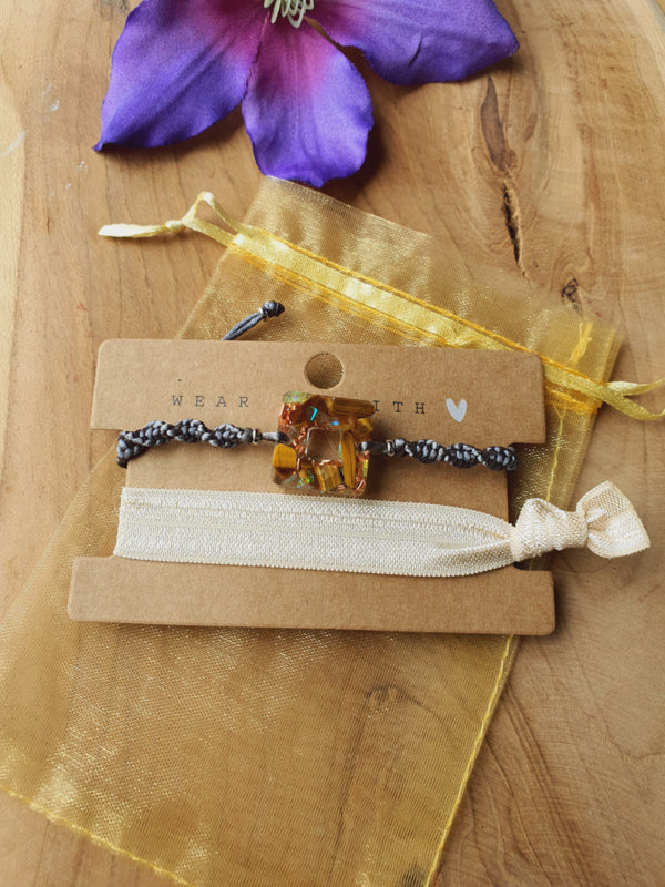 Orgonite Armband Tijgeroog / RVS Zilver (nr 102)