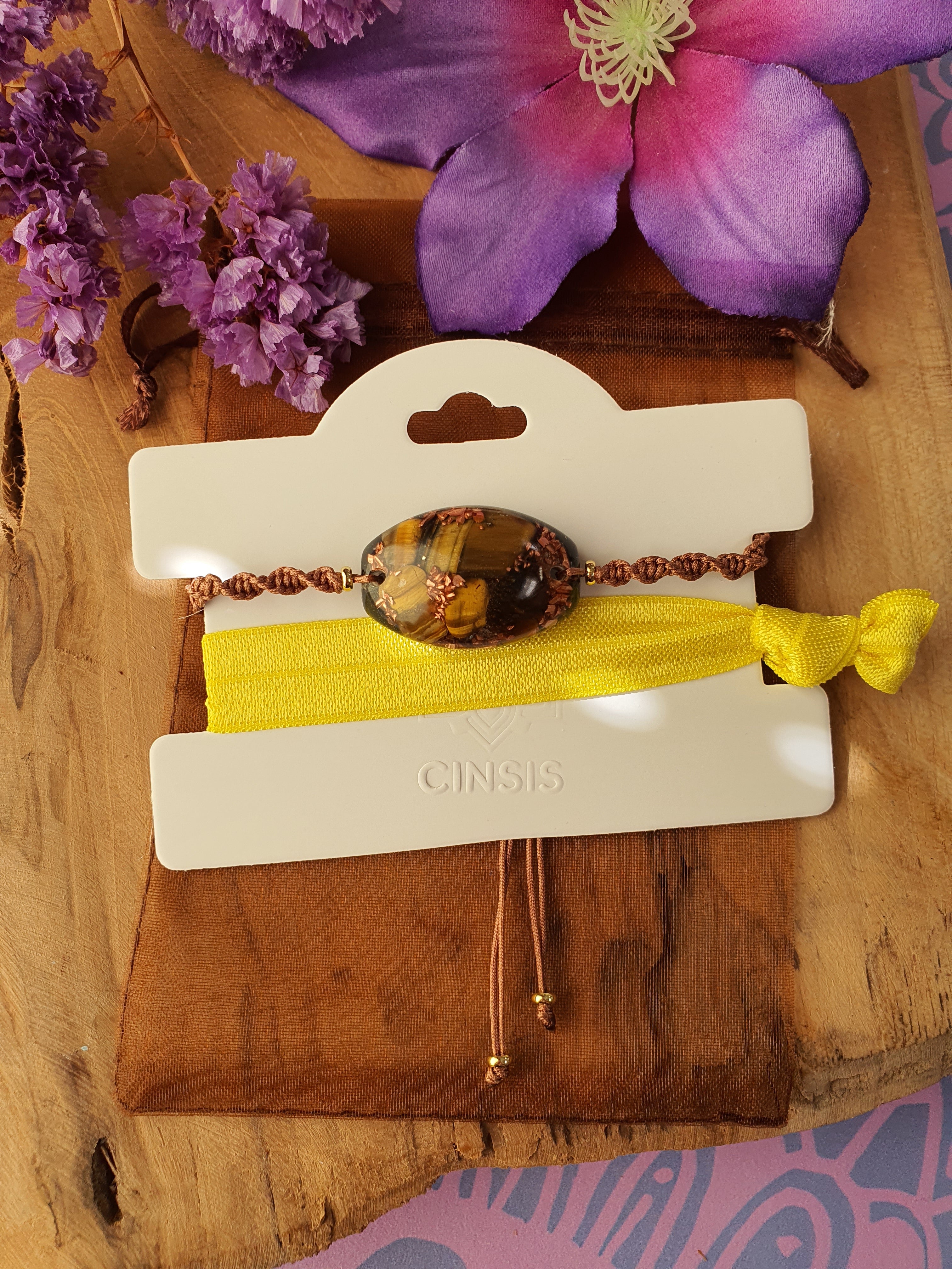 Orgonite Armband Tijgeroog met Bergkristal (nr 122)