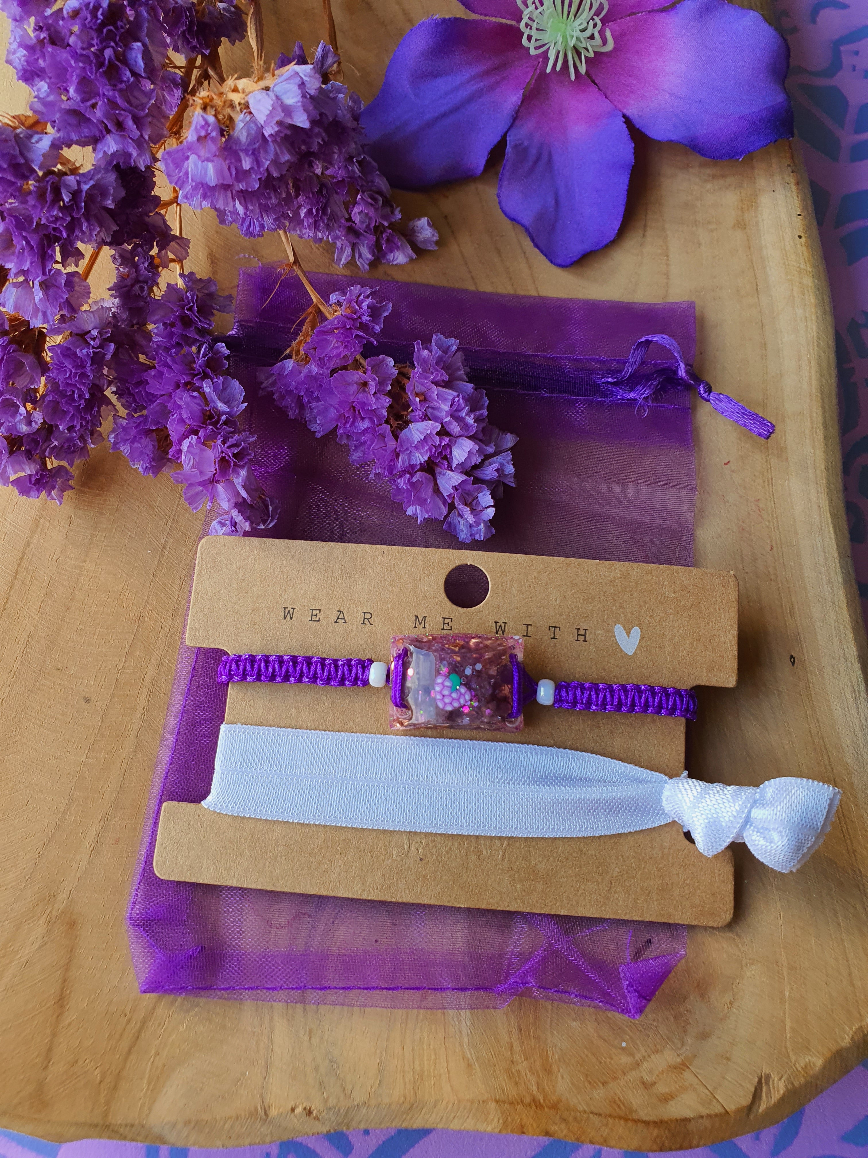 Orgonite Armband voor kind Amethist en Bergkristal ( nr 3019)