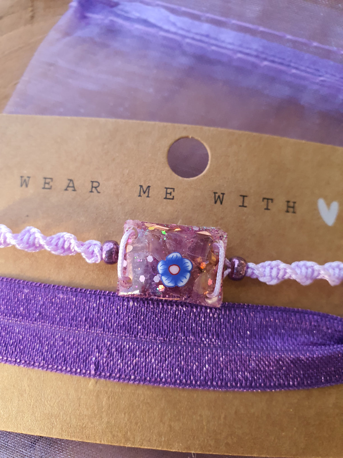 Orgonite Armband voor kind Amethist met Bergkristal