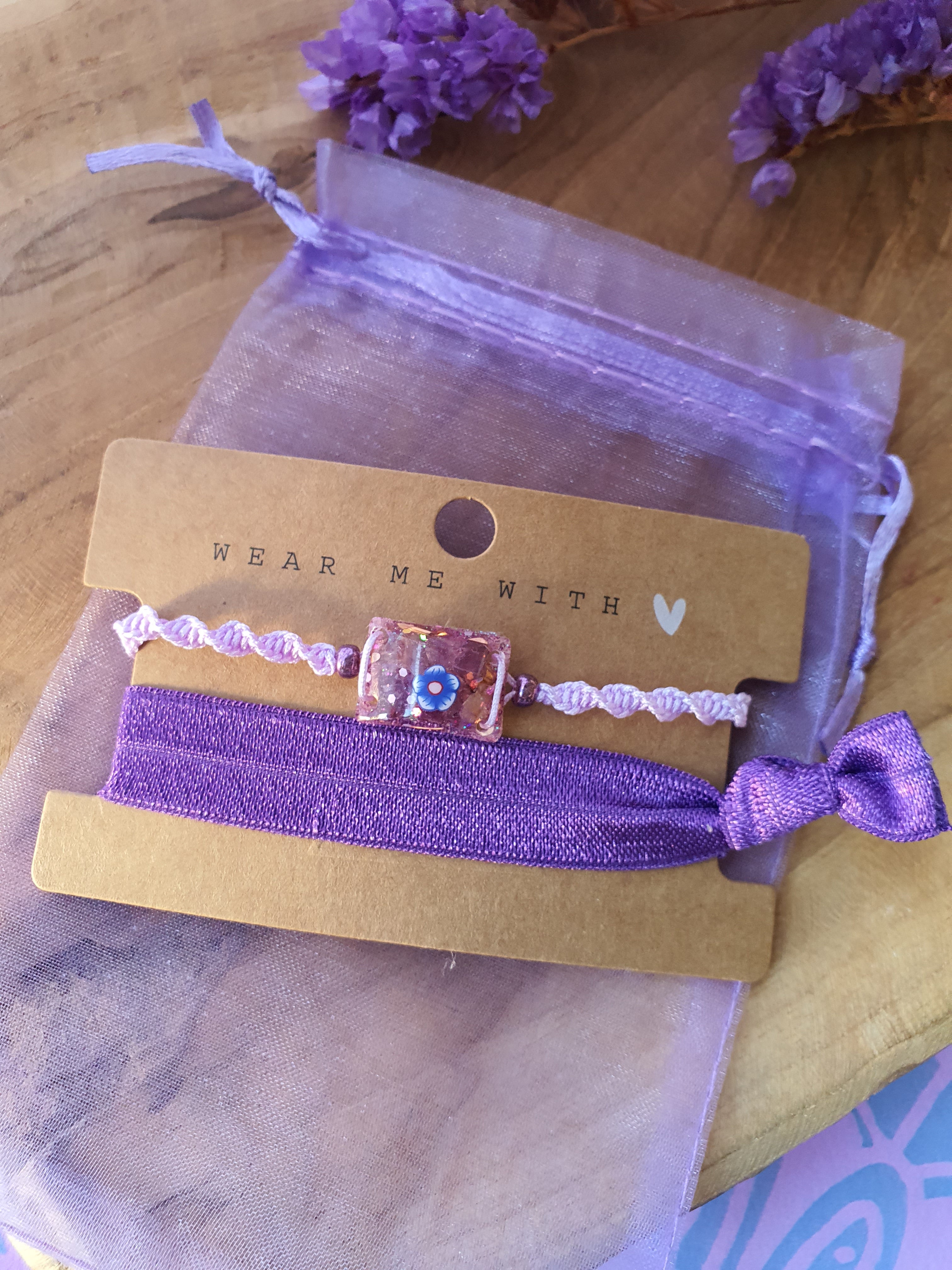 Orgonite Armband voor kind Amethist met Bergkristal (nr 3009)