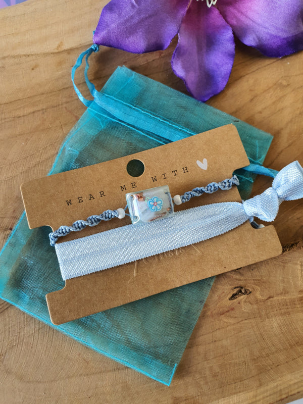 Orgonite Armband voor kind Blauwe Chalcedoon met Bergkristal (nr 3002)