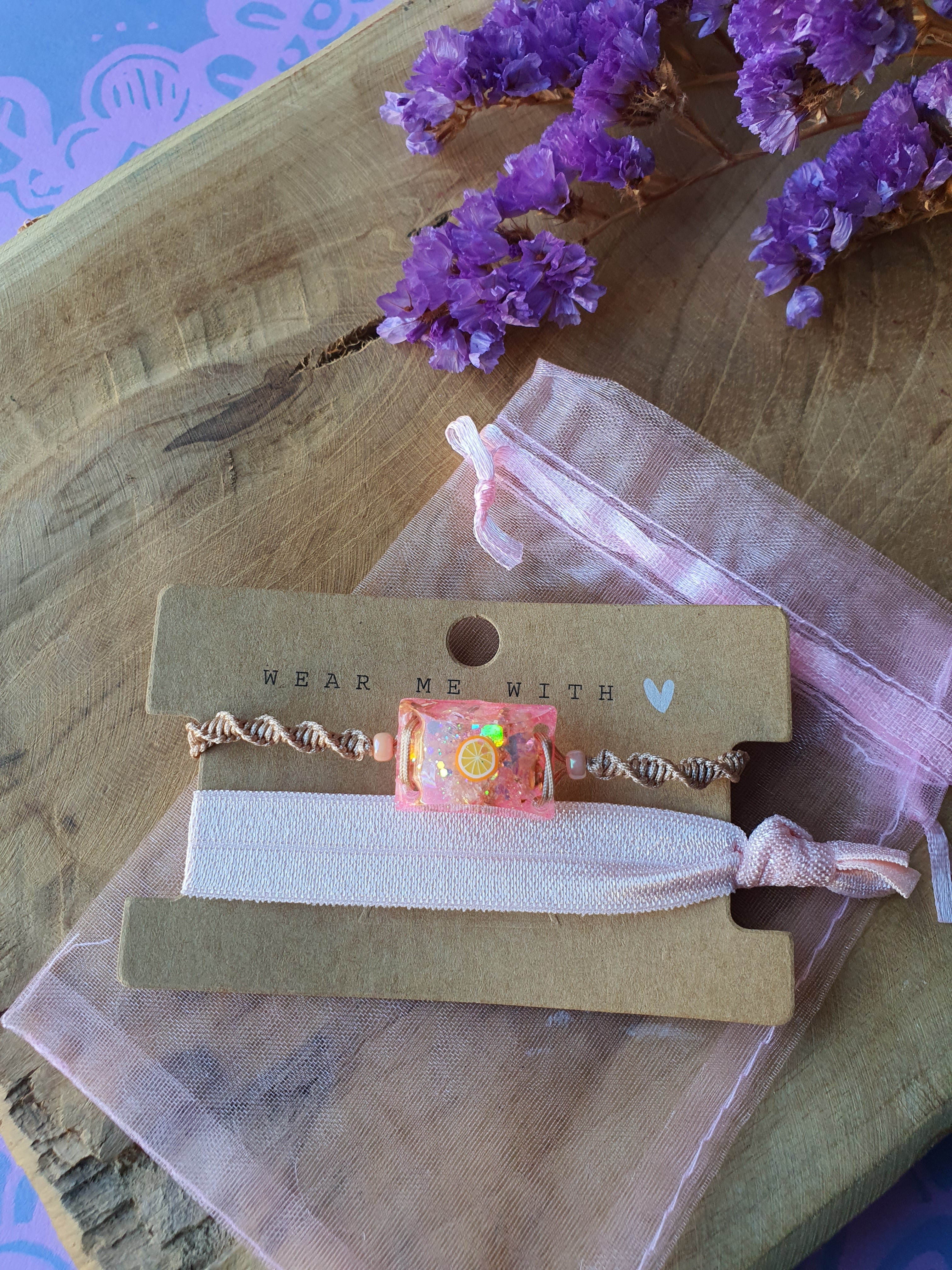 Orgonite Armband voor kind Citrien met Bergkristal (nr 3014)