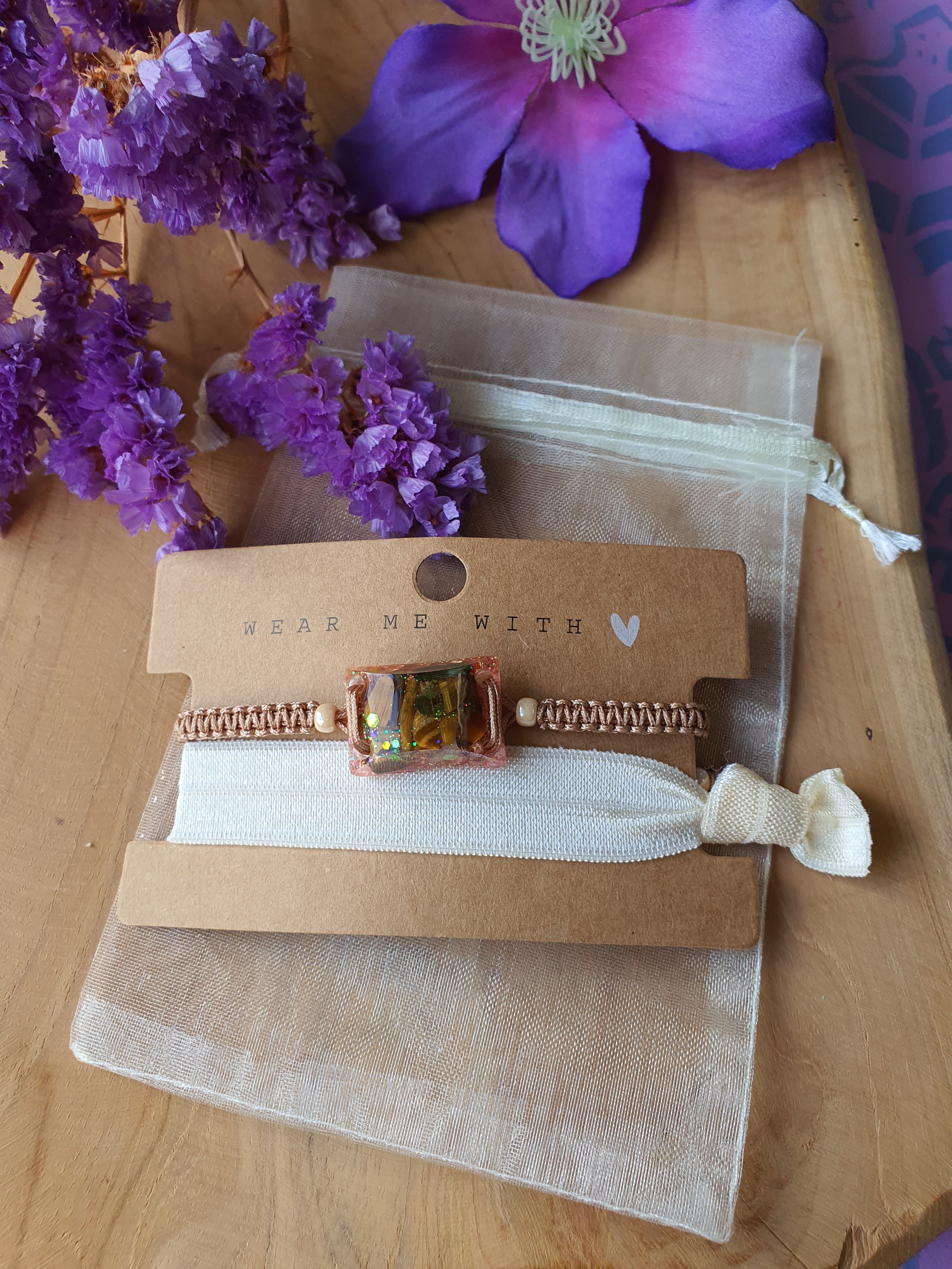 Orgonite Armband voor kind Tijgeroog en Bergkristal (nr 3024)