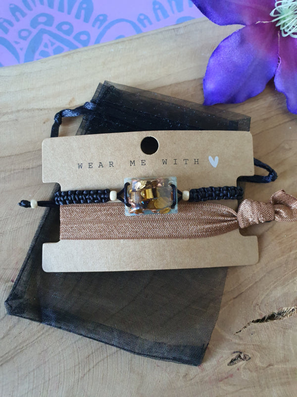 Orgonite Armband voor kind Tijgeroog met Bergkristal (nr 3006)