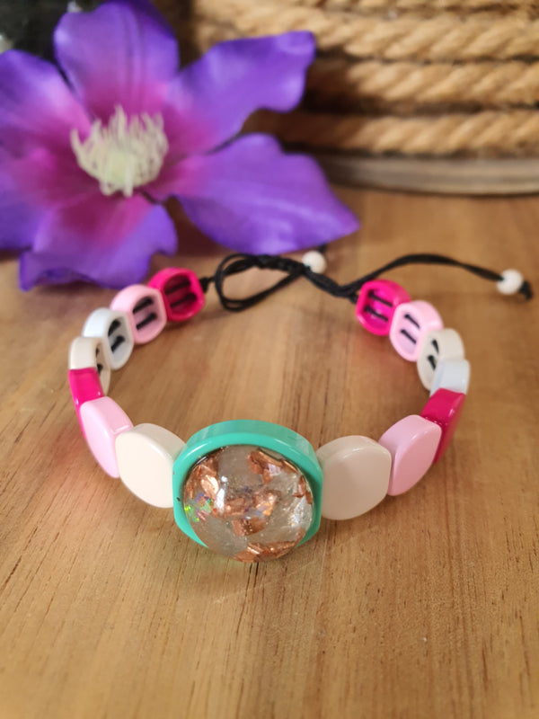 Orgonite Emaille Armband Rozenkwarts (nr 41)