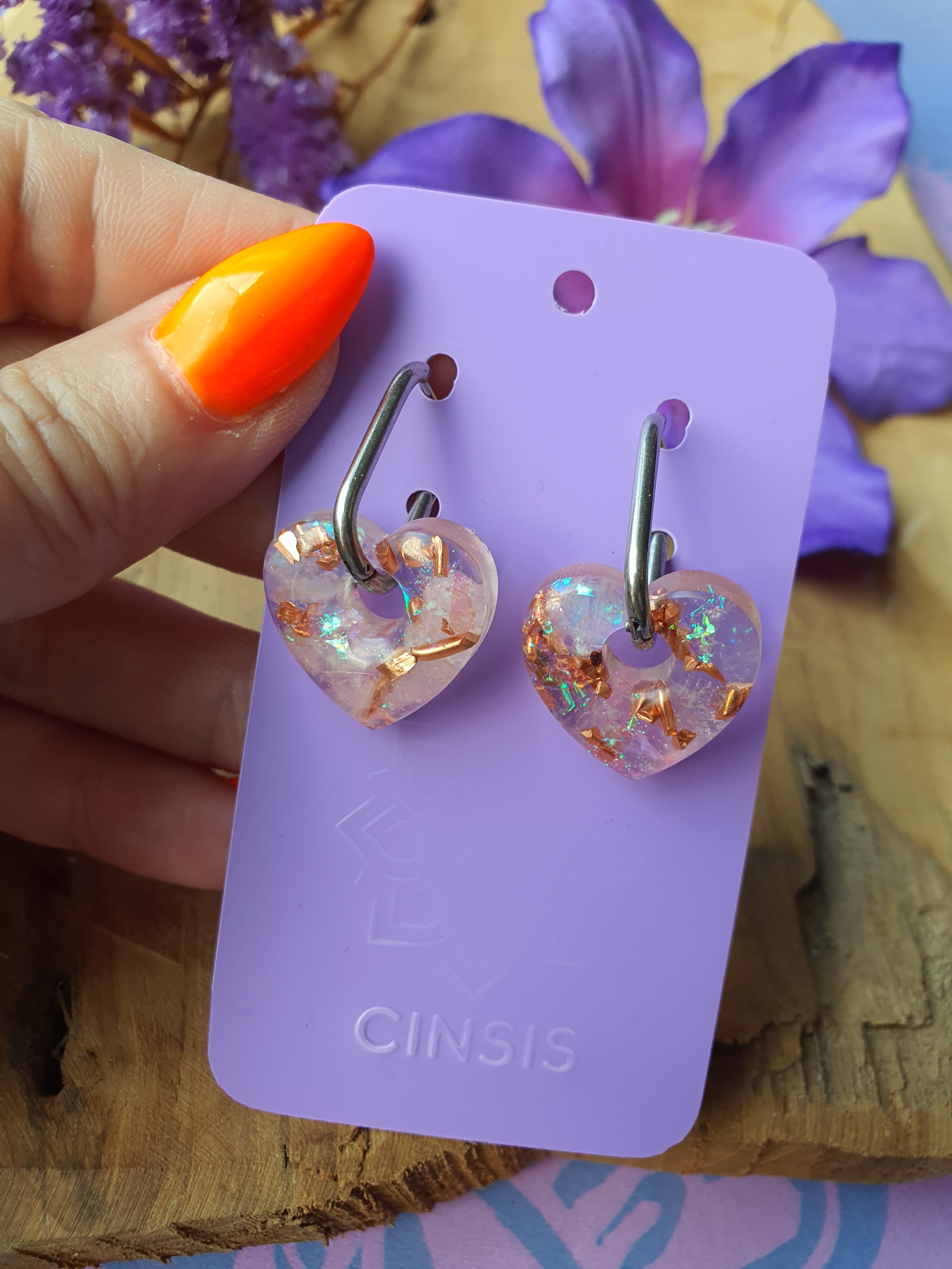 Orgonite Oorbellen Rozenkwarts (nr 19)