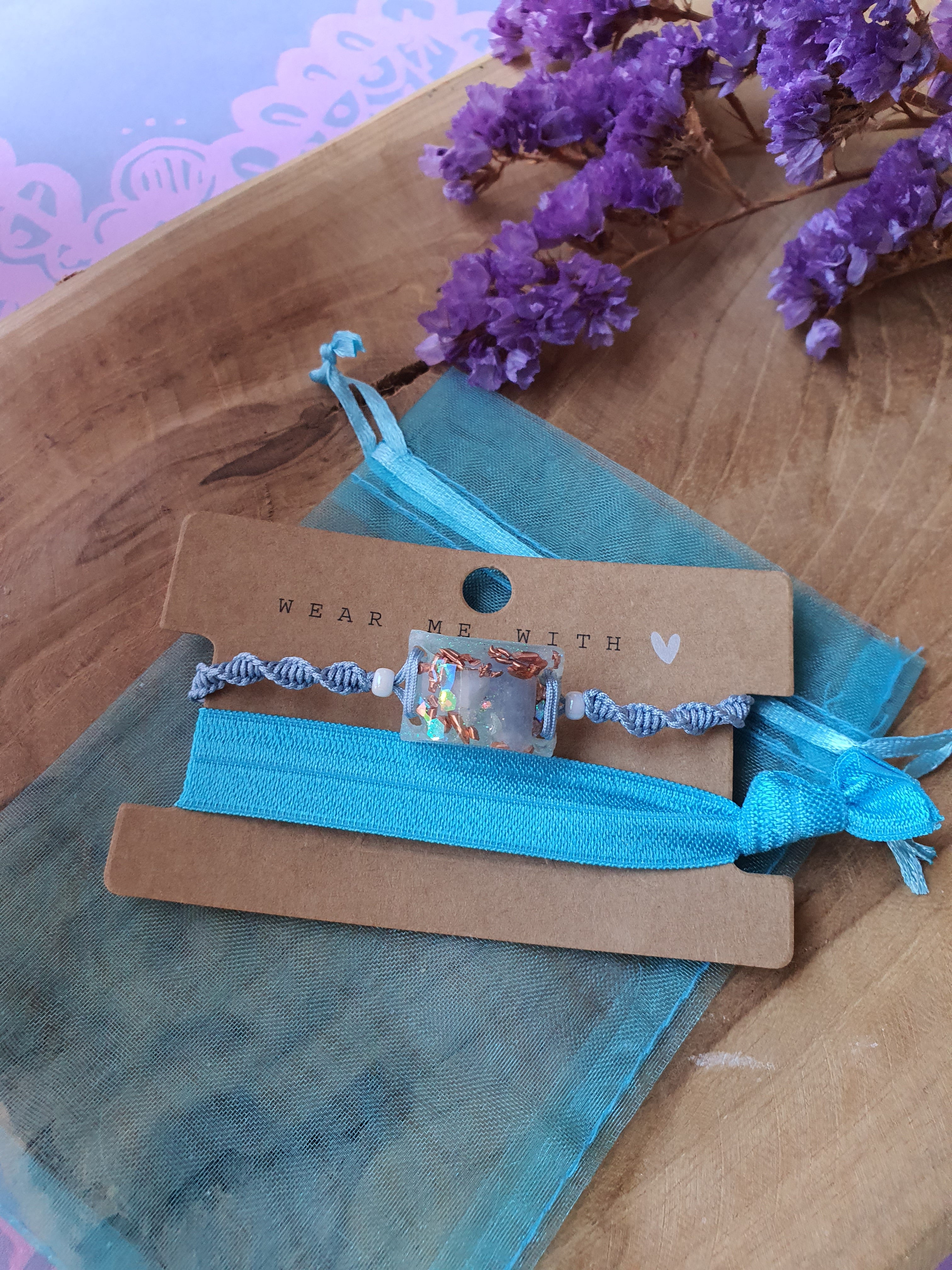 Orgonite armband voor kind Blauwe Calciet met Bergkristal ( nr 3012)