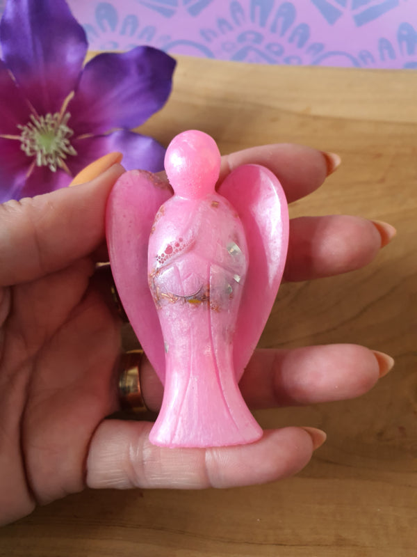 Orgonite engel klein 75mm Rozenkwarts (nr 27)