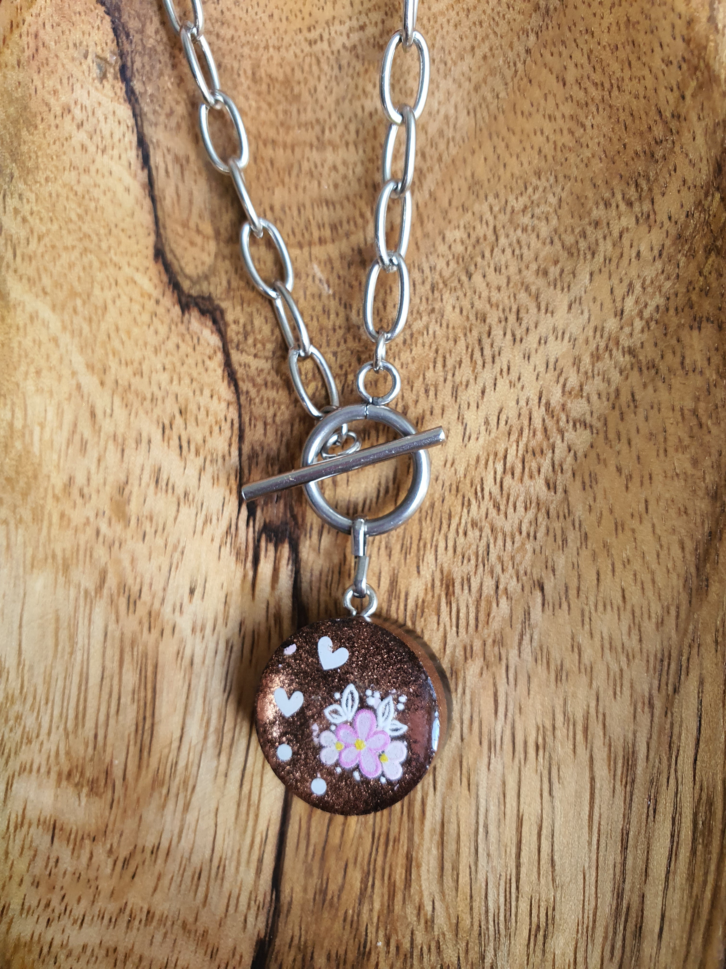 Cinsis Orgonite mix: orgonite Hanger 2 in 1 + RVS Zilver ketting nr 3014