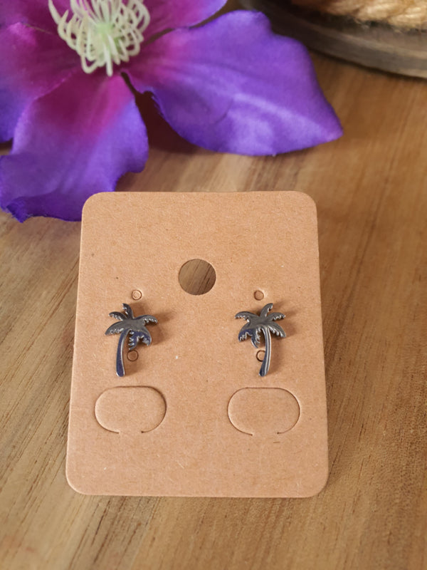 Palmboom Oorstekers RVS Zilver.