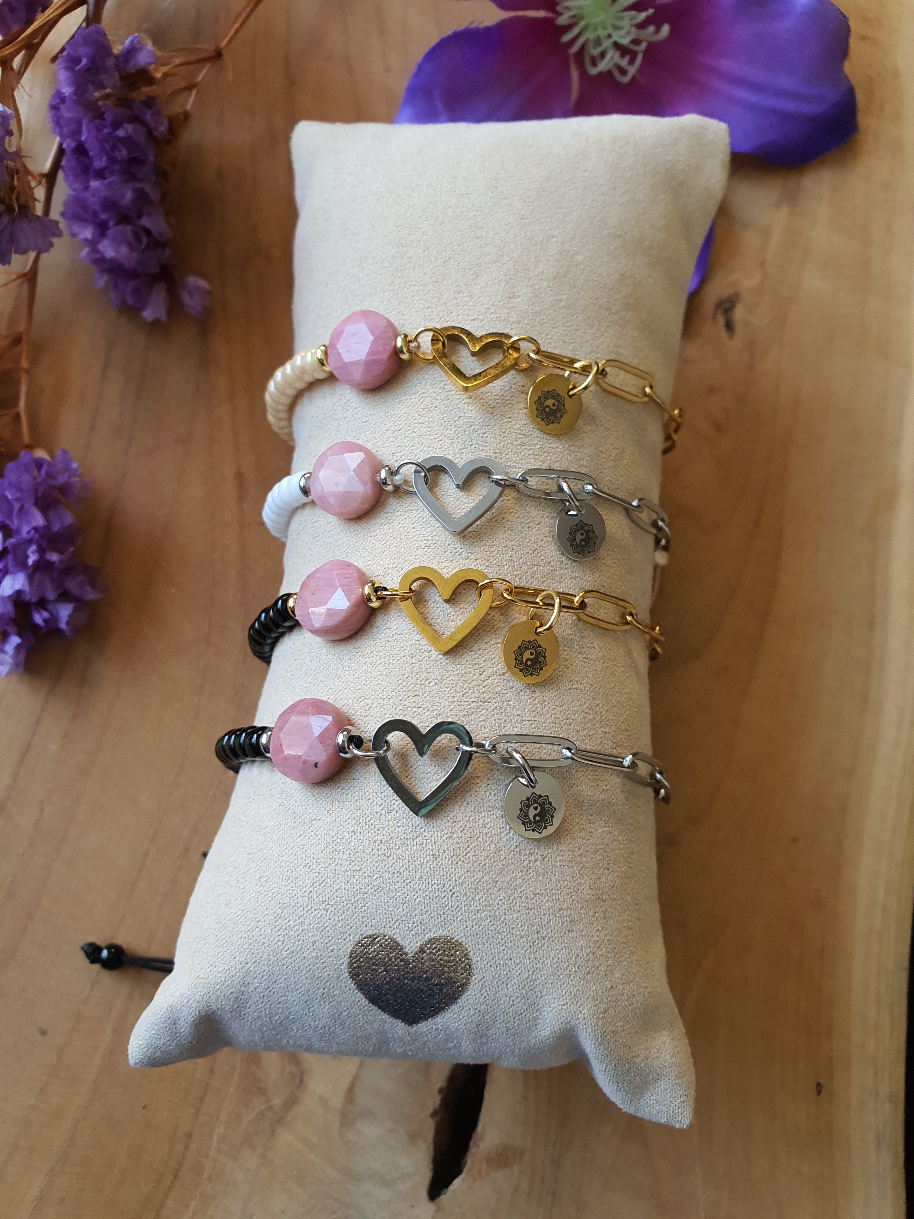 Rhodoniet edelsteen armband. Perfect voor Valentijnsdag / Moederdag!