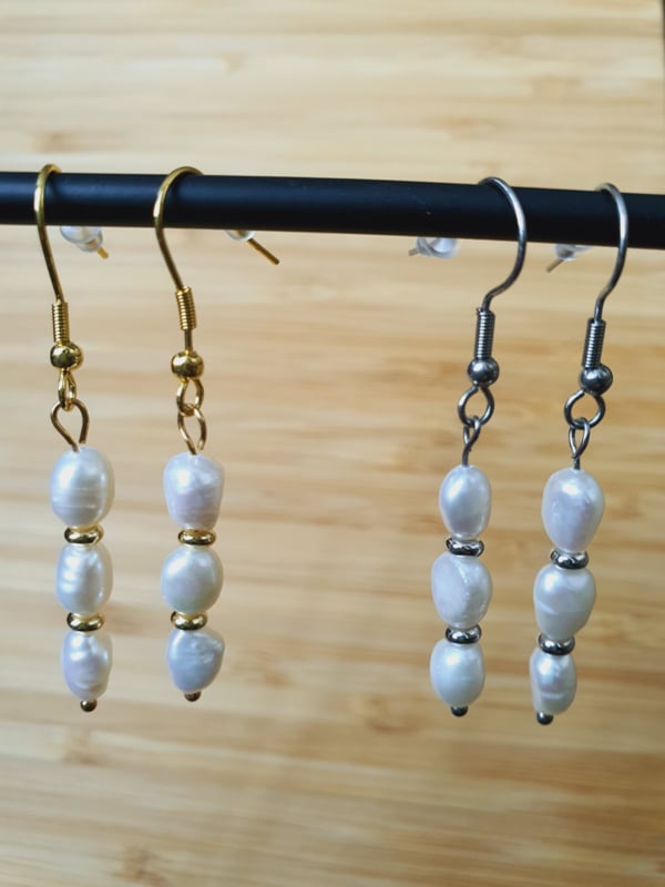 Zoetwater Parels oorbellen (set) RVS Zilver