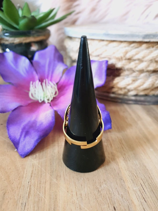 Ring Flower of Life / Levensbloem RVS Gold verstelbaar (Model 1)