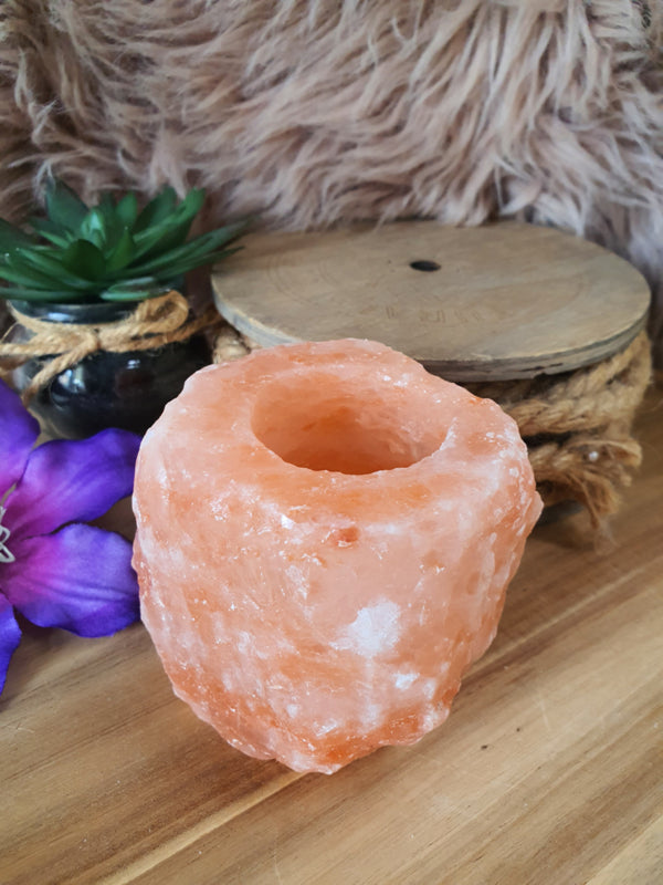 Himalaya zout theelichthouder oftewel Zoutsteen waxinelichthouder (Nr 2)