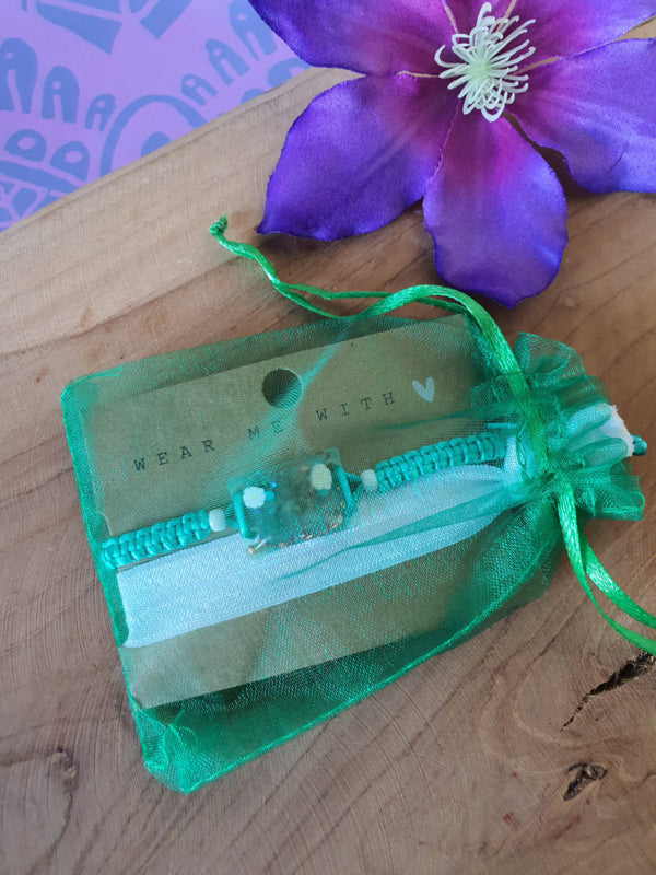 Orgonite Armband voor kind Groene Aventurijn met Bergkristal (nr 3008)