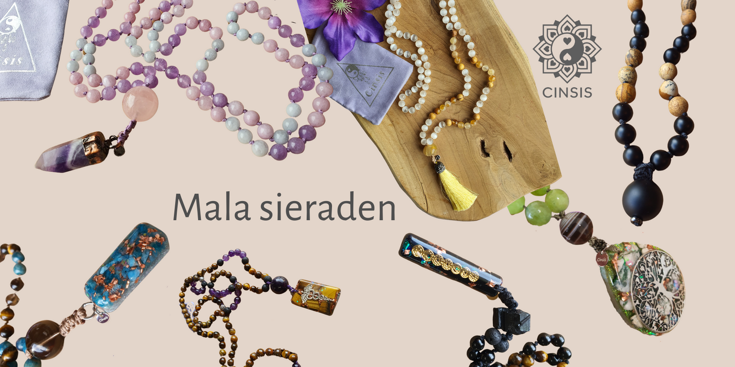 Mala sieraden / mala kettingen met kwast, edelsteenhanger of orgonitehanger
