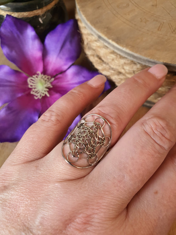 Ring Metatron kubus RVS, verstelbaar