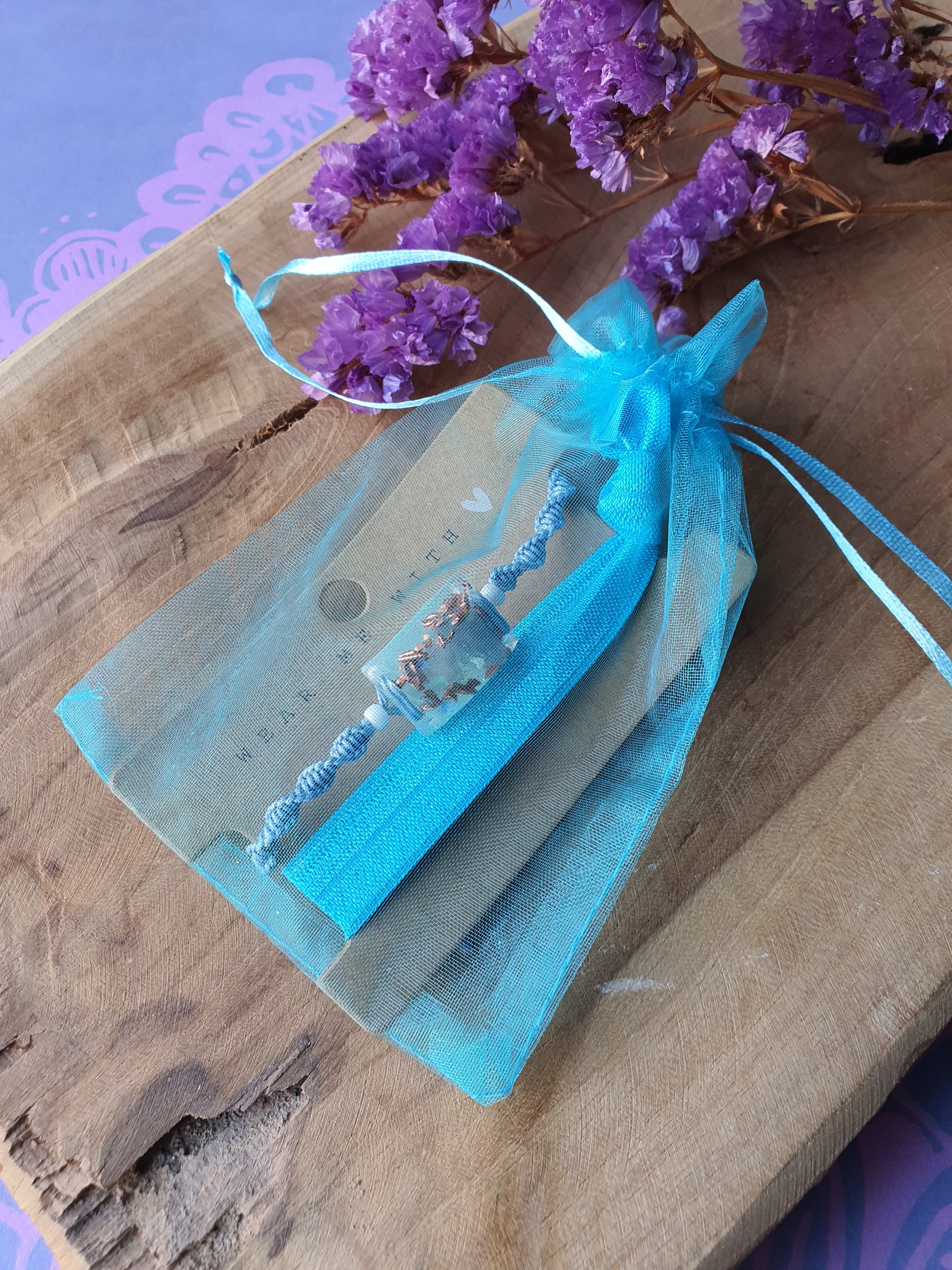 Orgonite armband voor kind Blauwe Calciet met Bergkristal ( nr 3012)