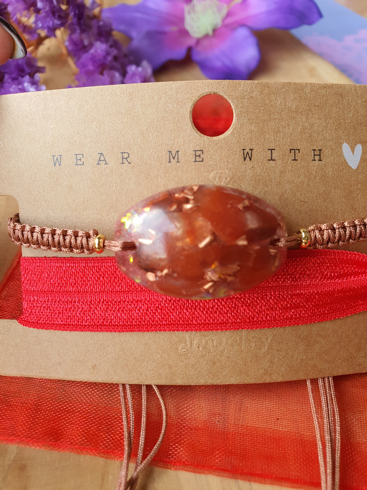 Orgonite Armband Rode Jaspis en Bergkristal (nr 115)