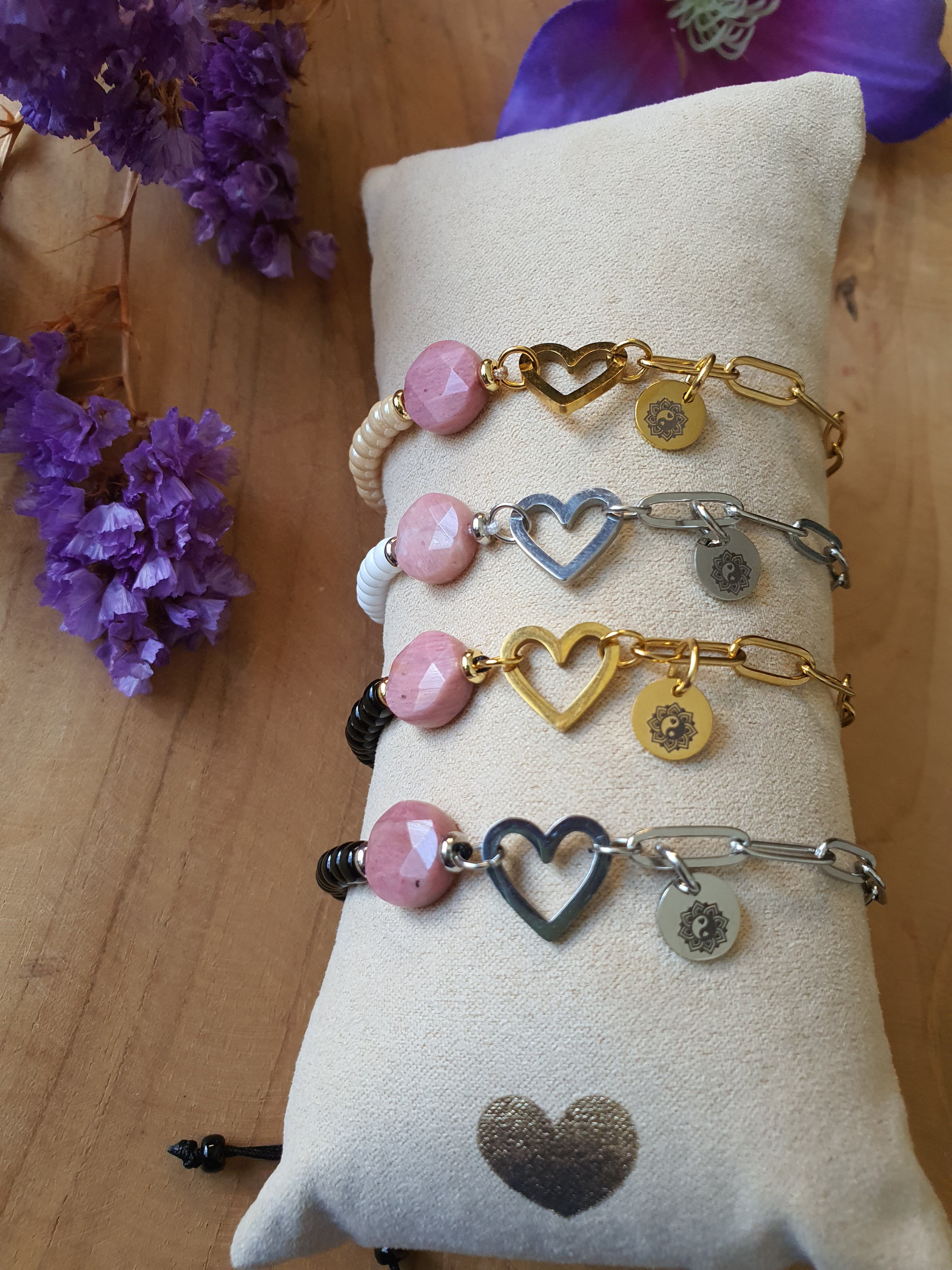 Rhodoniet edelsteen armband. Perfect voor Valentijnsdag / Moederdag!
