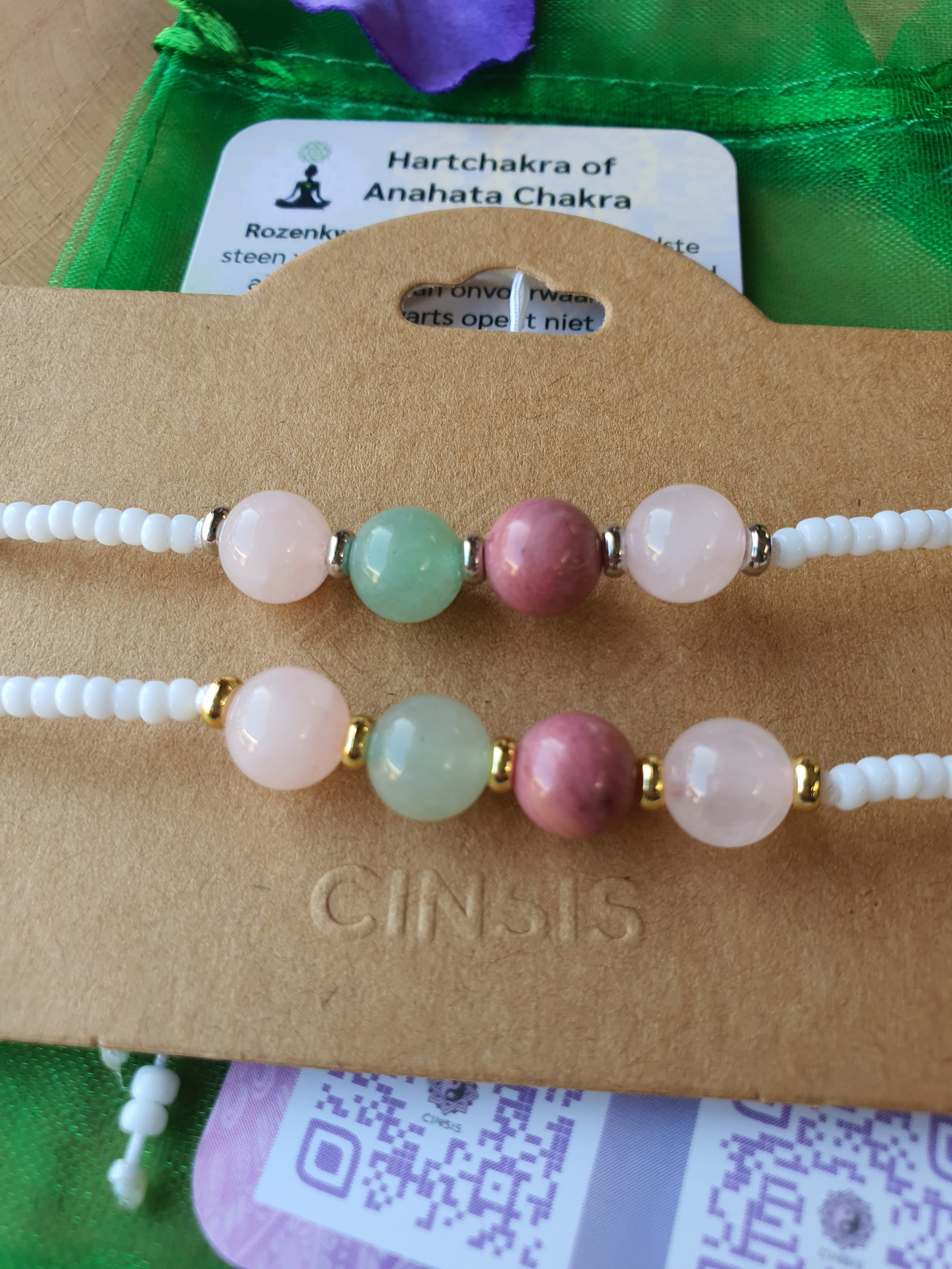 Edelstenen chakra armband handgemaakt Hartchakra of Anahata Chakra