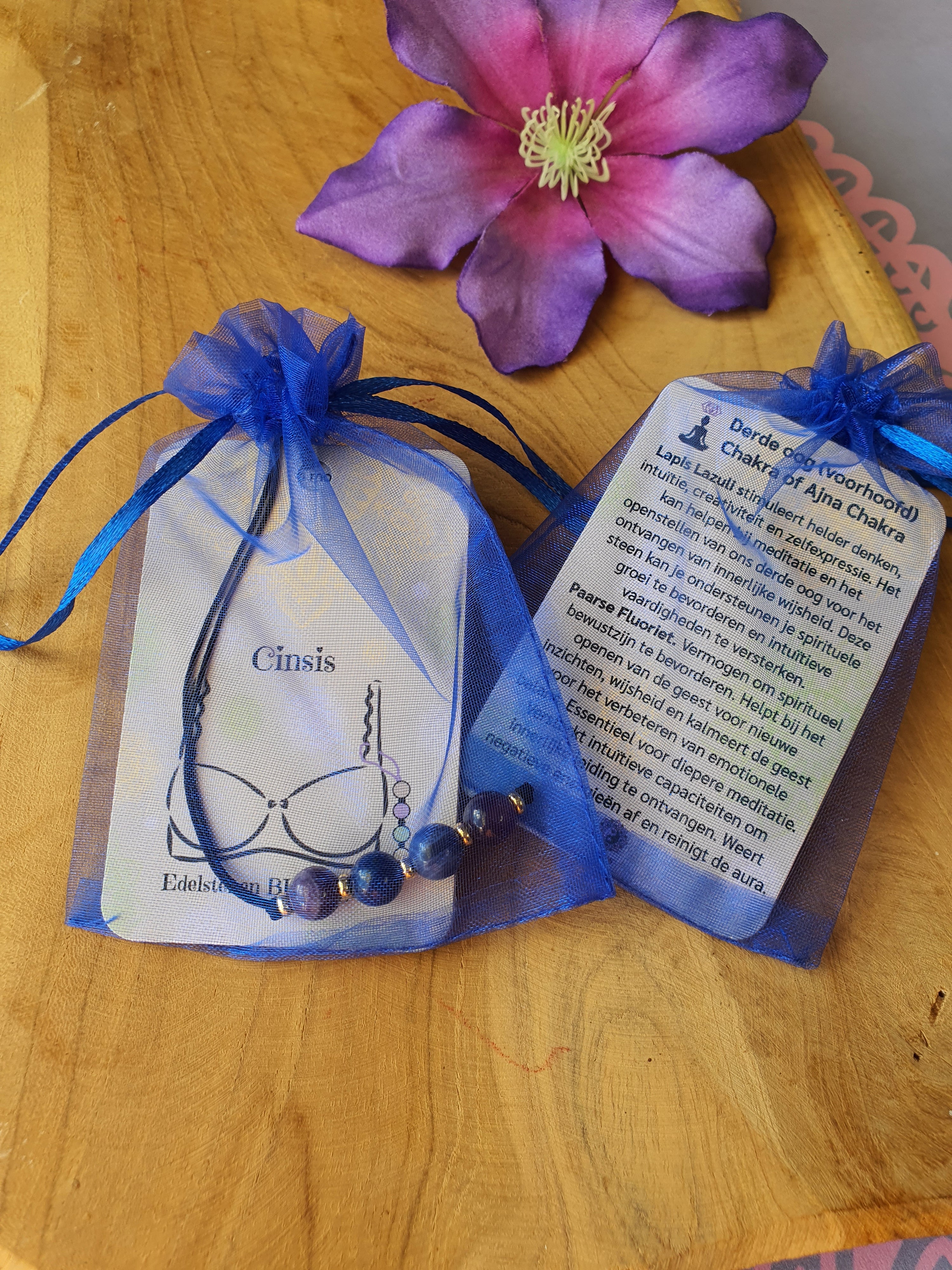 Edelstenen BH Hangertje Derde Oog chakra of Ajna Chakra
