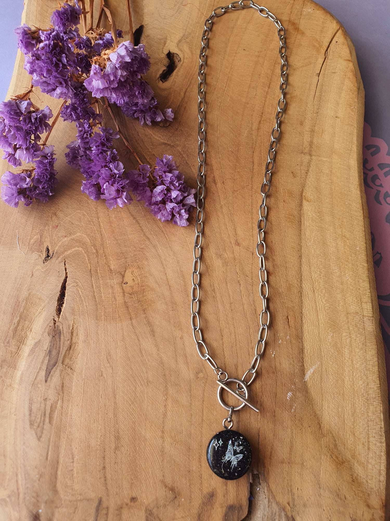 Cinsis Orgonite mix: orgonite Hanger 2 in 1 + RVS Zilver ketting nr 3005