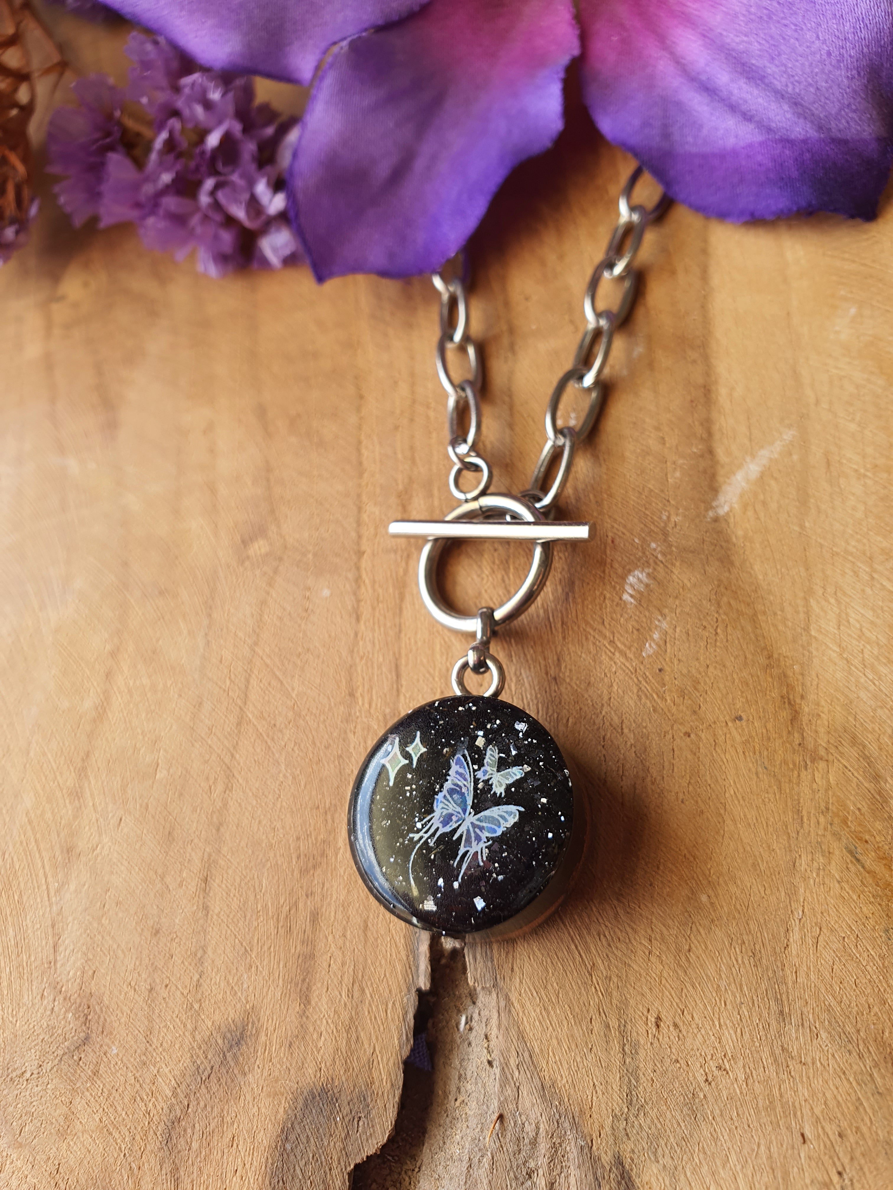 Cinsis Orgonite mix: orgonite Hanger 2 in 1 + RVS Zilver ketting nr 3005