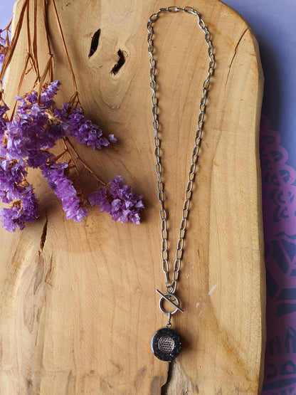 Cinsis Orgonite mix: orgonite Hanger 2 in 1 + RVS Zilver ketting nr 3014