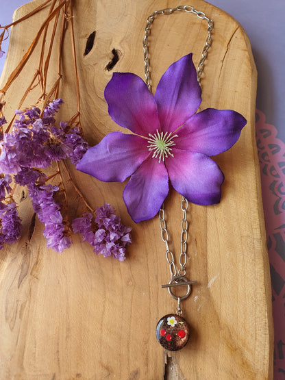 Cinsis Orgonite mix: orgonite Hanger 2 in 1 + RVS Zilver ketting nr 3008