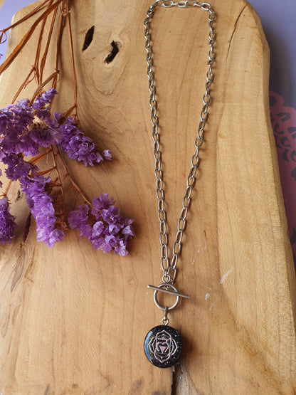 Cinsis Orgonite mix: orgonite Hanger 2 in 1 + RVS Zilver ketting nr 3008